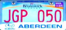 Navi mieten New Brunswick. Registration-Schild