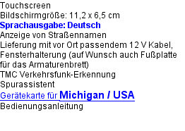 Michigan / USA Navi mieten. Aktuelle Karten.